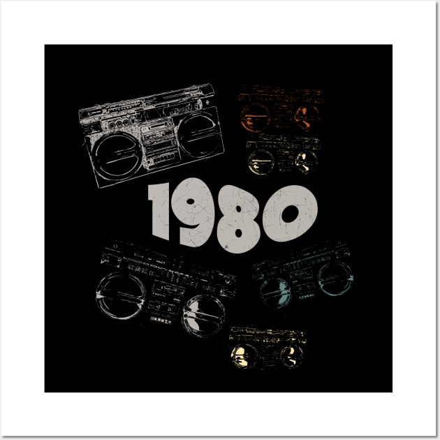 1980 on retro music, grunge radio Wall Art by Degiab